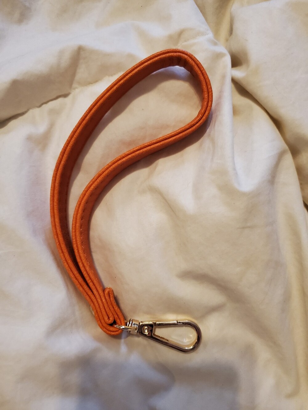 Orange Fabric Wristlet Lanyard with Metal Clip NWOT